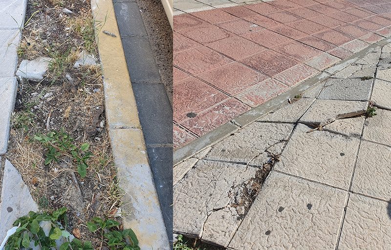 Imágenes del estado del acerado en la Avenida de las Civilizaciones, Mairena del Aljarafe