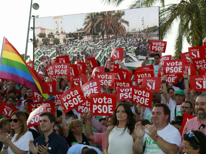 Mitin en el Muelle de la Sal del PSOE de Sevilla las pasadas elecciones.