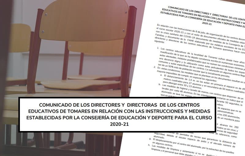 Imagen del comunicado de los directores remitido a la Junta de Andalucía.
