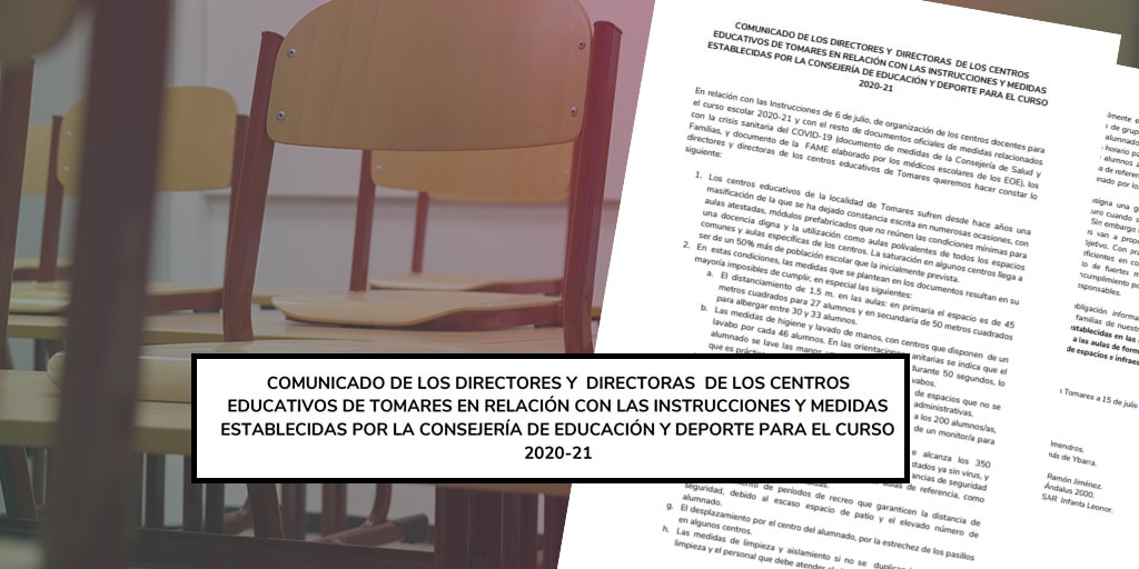 Imagen del comunicado de los directores remitido a la Junta de Andalucía.