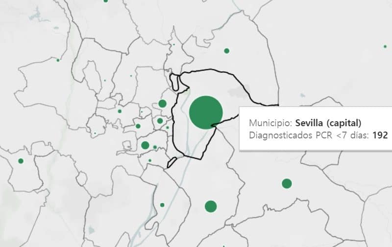 Mapa de la Consejería de Salud respecto a los contagios de los últimos siete días.