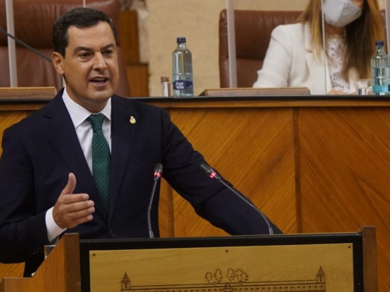 Juanma Moreno Bonilla durante el Debate del Estado de la Comunidad esta mañana. Foto de la Junta.
