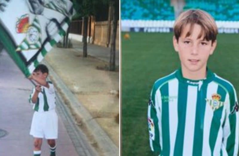 Juan Miranda ha publicado estas dos imagenes de su infancia con la camiseta del Real Betis.