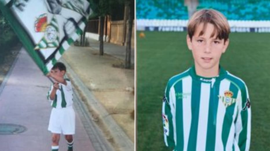 Juan Miranda ha publicado estas dos imagenes de su infancia con la camiseta del Real Betis.