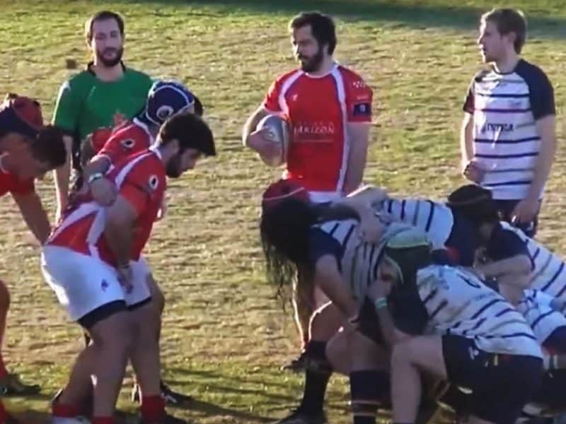 Instantes del partido que ha enfrentado al Mairena Rugby y al Arquitectura.