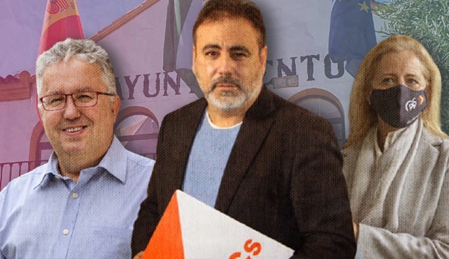 El alcalde Francisco Molina (PSOE), el teniente alcalde Manuel Romero (Cs) y Lola Romero (PP).