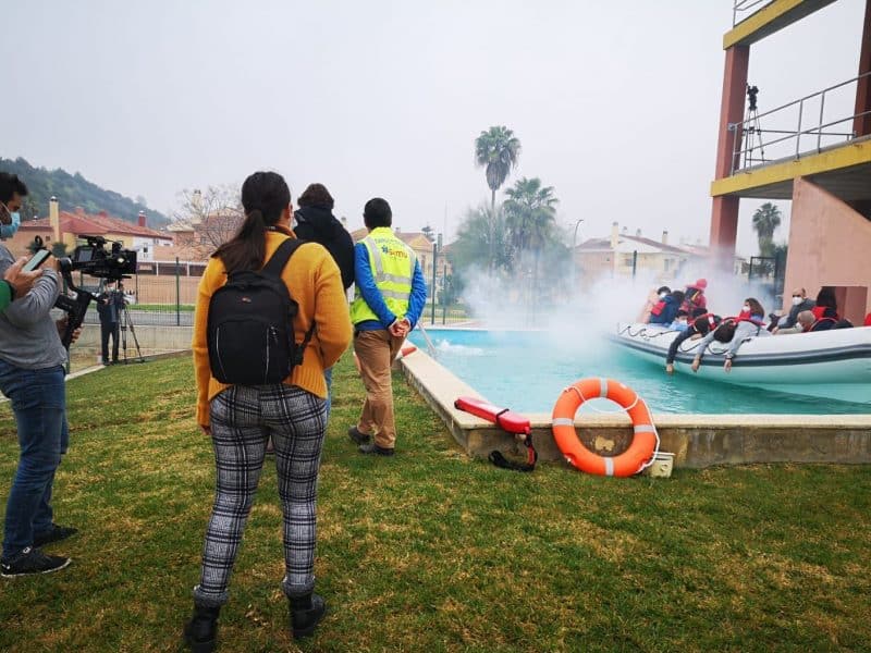 Fotografía del presidente de SAMU, Carlos G. de Escalada, durante el simulacro de hoy.