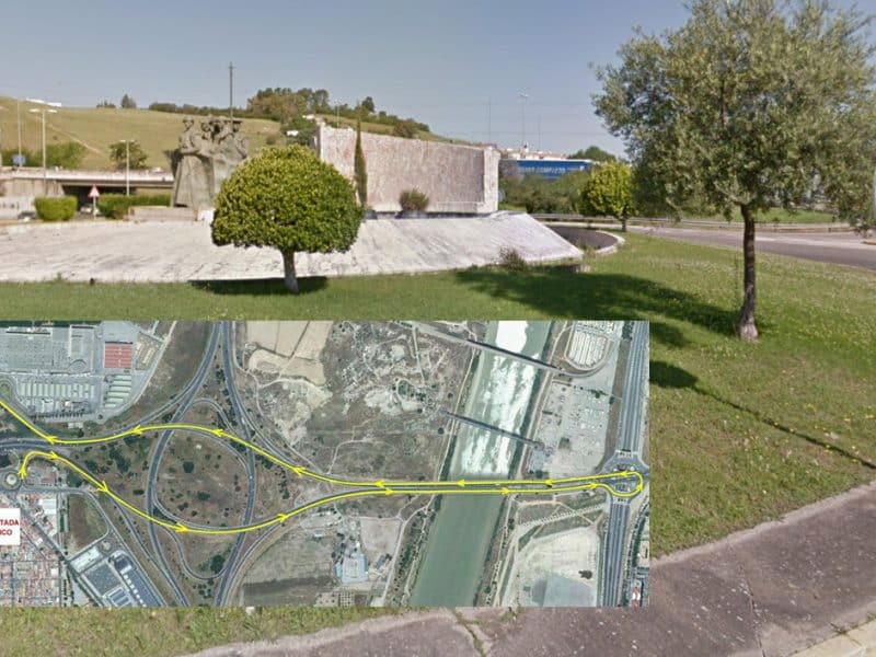 Glorieta de los Toreros con uno de los itinerarios alternativos.