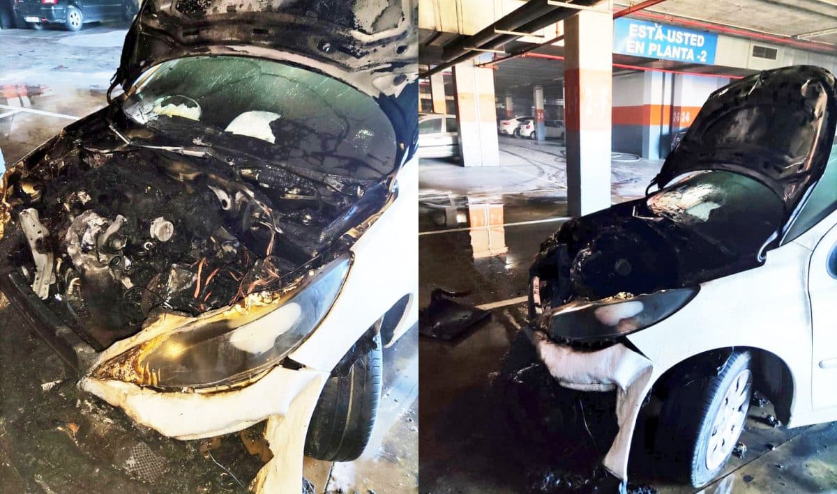 Resultado del coche incendiado en Airesur.