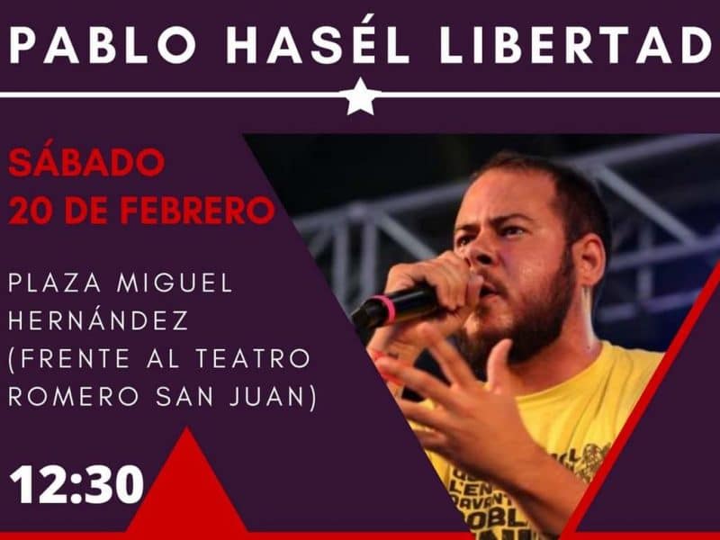 Cartel de la convocatoria para este sábado en apoyo a Pablo Hásel.