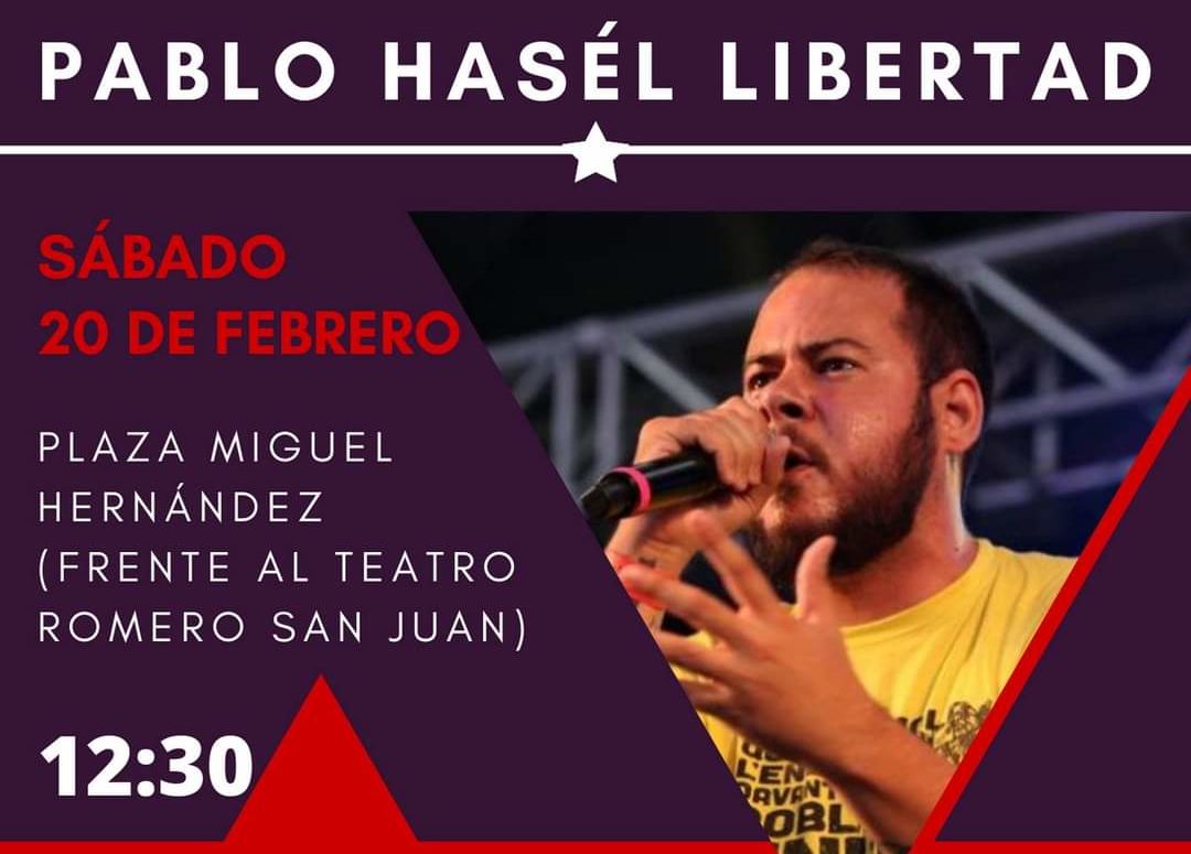 Cartel de la convocatoria para este sábado en apoyo a Pablo Hásel.