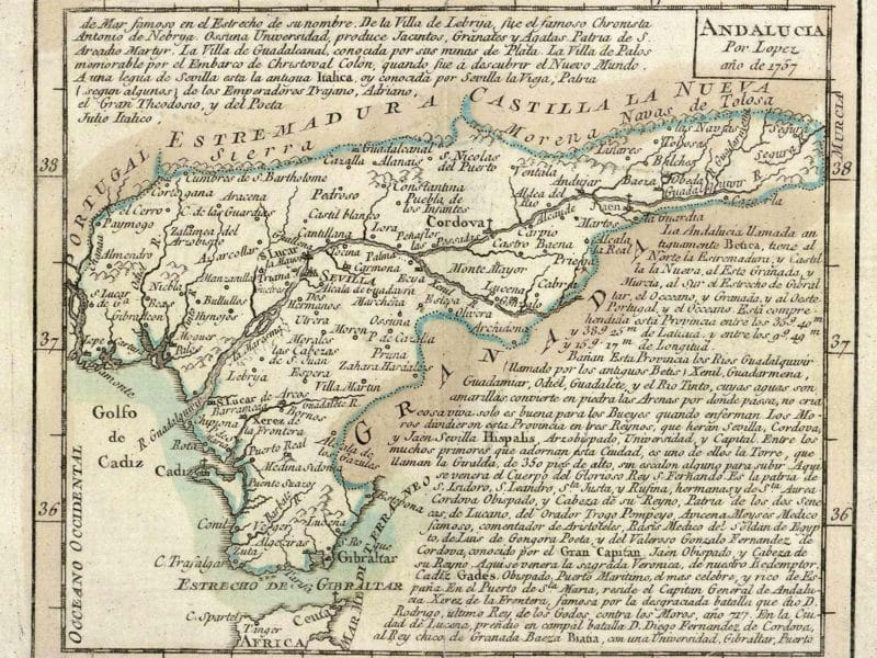 Mapa de Andalucía Occidental de 1757. IECA.