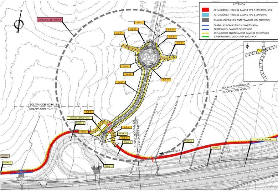 Plano de la nueva conexión de Espartinas con la A-49. MITMA.