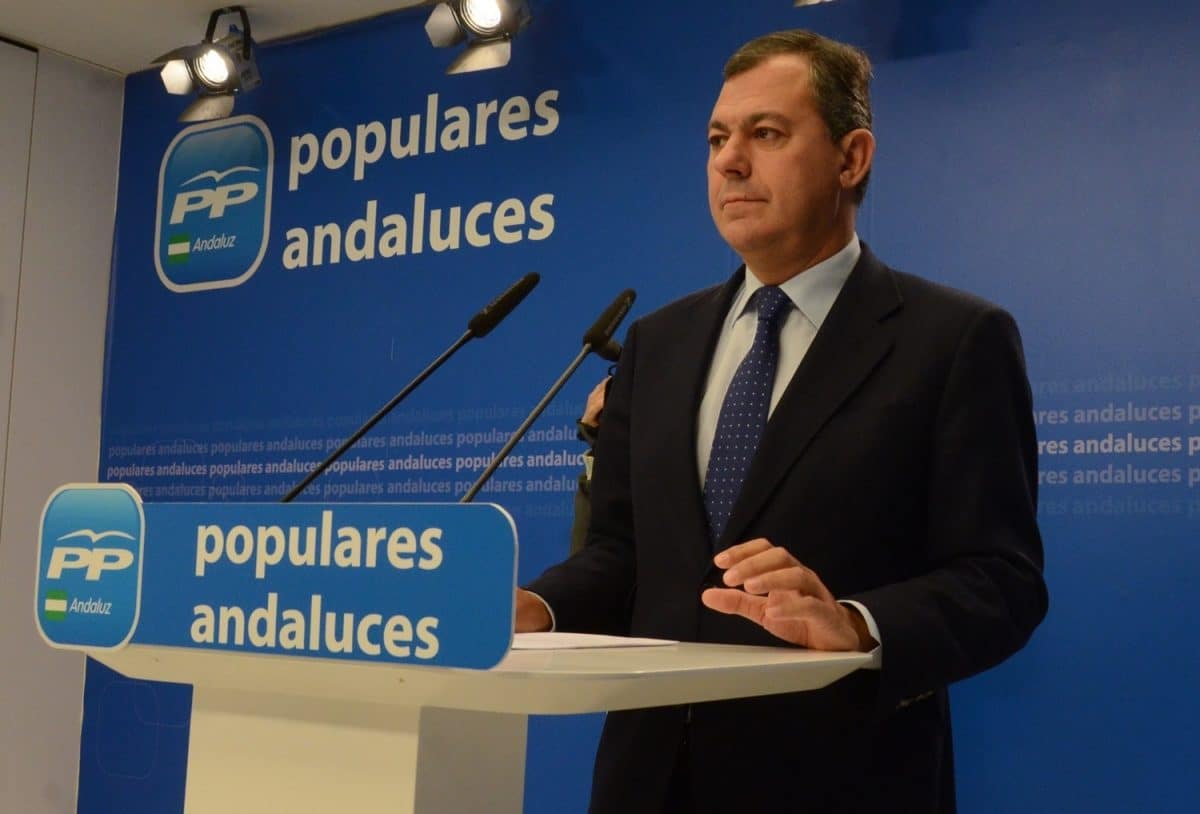 El alcalde de Tomares, José Luis Sanz, en la sede de los populares andaluces. Europa Press.