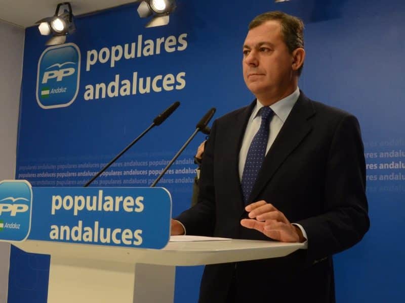 El alcalde de Tomares, José Luis Sanz, en la sede de los populares andaluces. Europa Press.