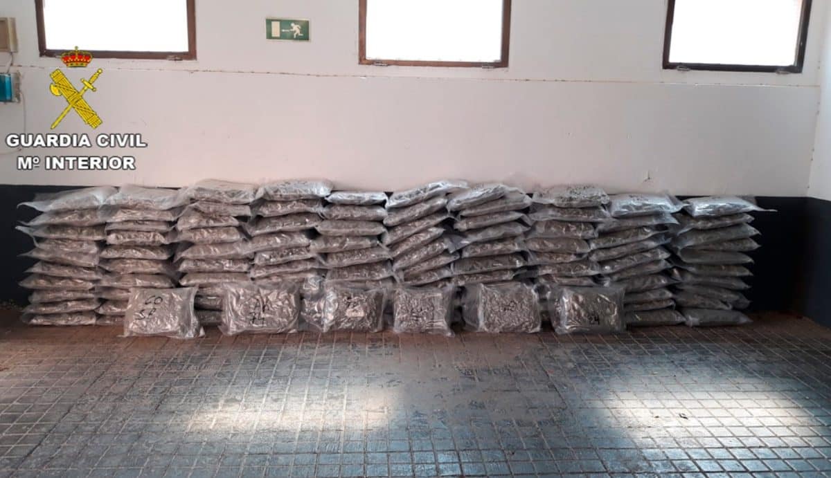 Las 106 bolsas de marihuana incautadas en Ciudad Real.