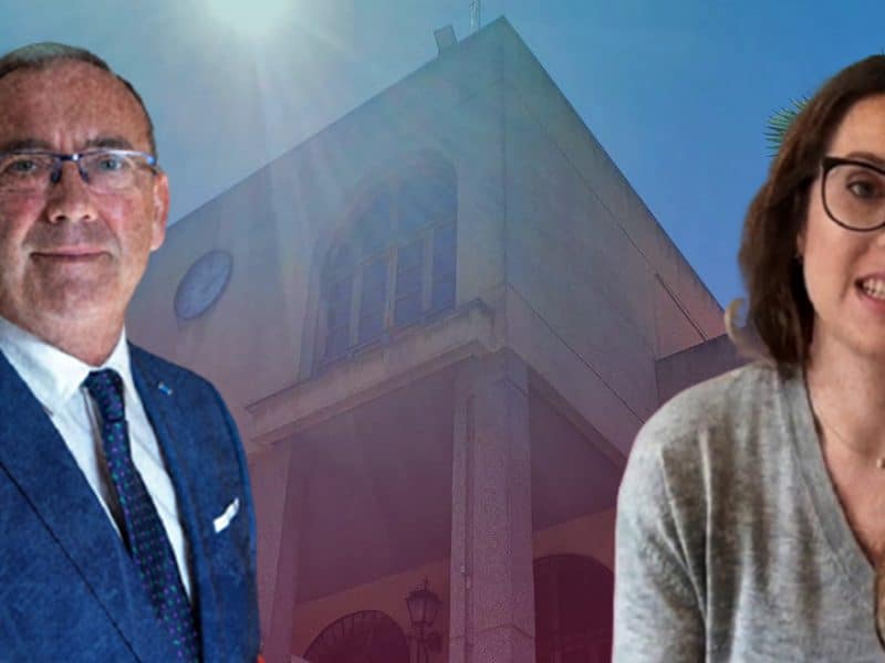 Fernando Zamora, alcalde socialista de San Juan, y Blanca Montero, portavoz de Adelante.
