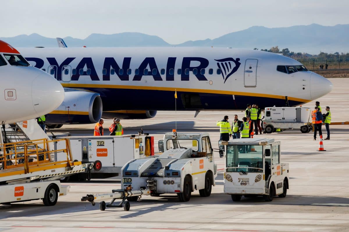 Vuelo de Ryanair tras aterrizar.