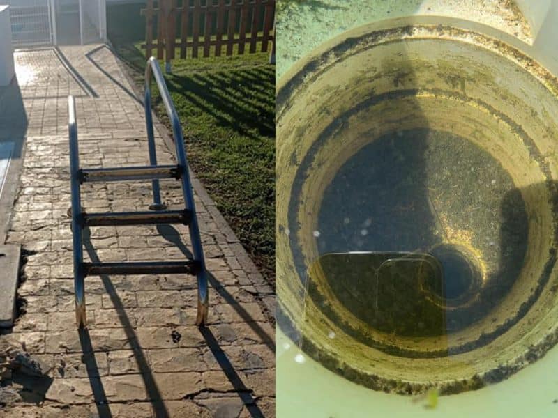 Imágenes de la situación actual de la piscina municipal de Benacazón.