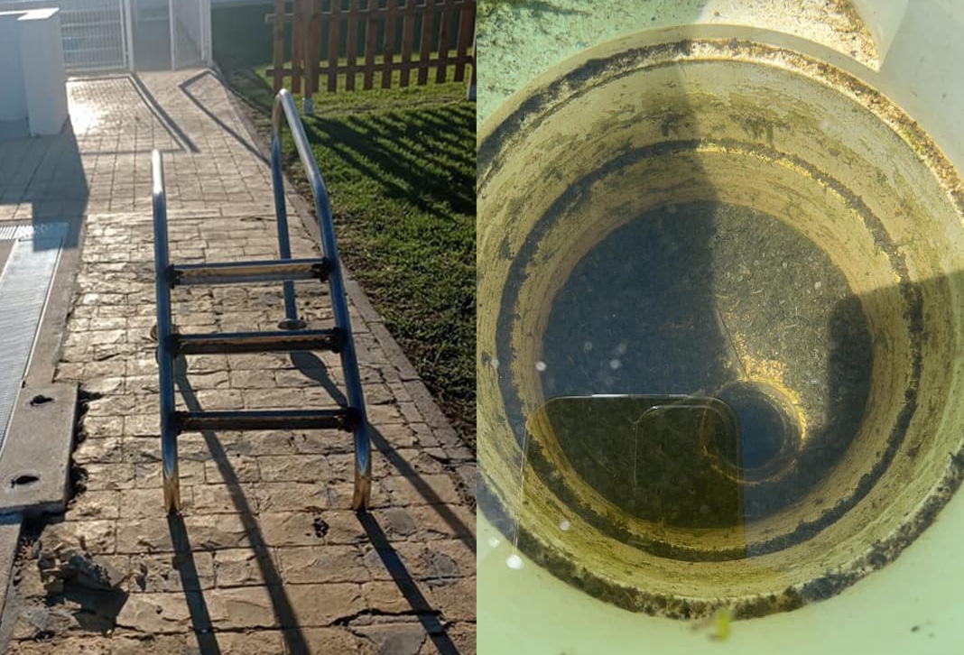 Imágenes de la situación actual de la piscina municipal de Benacazón.