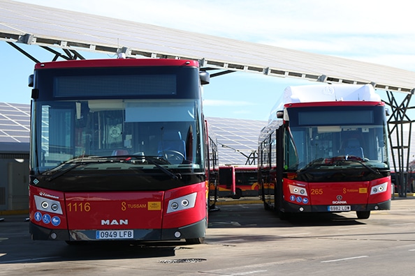 Autobuses de Tussam.