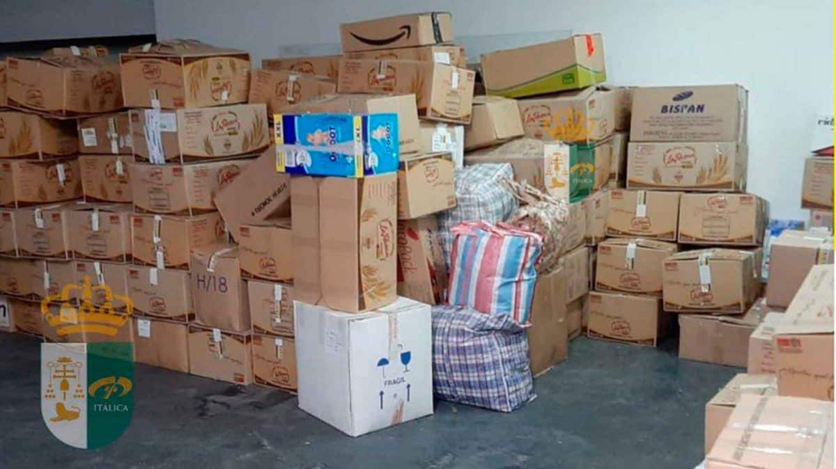 Imagen del convoy que se prepara en Santiponce para enviar a Ucrania / AD