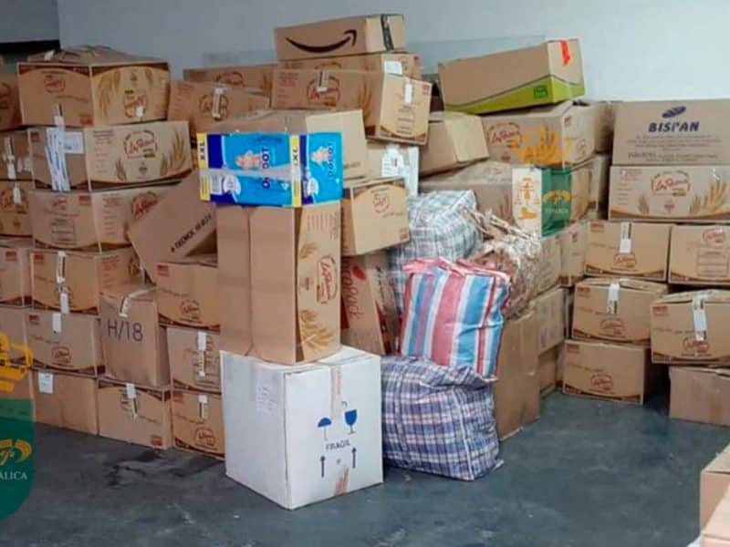 Imagen del convoy que se prepara en Santiponce para enviar a Ucrania / AD
