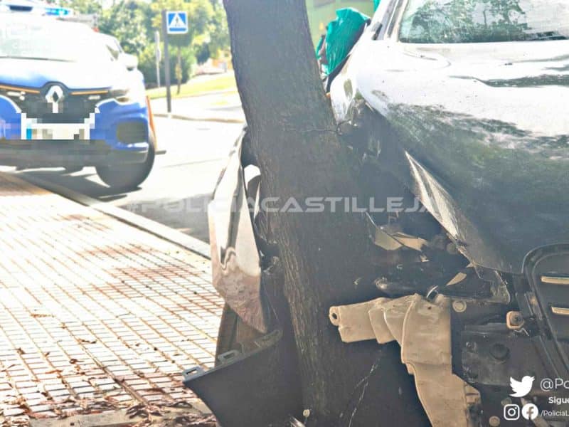 Imagen del choque contra un árbol en Castilleja de la Cuesta / AD