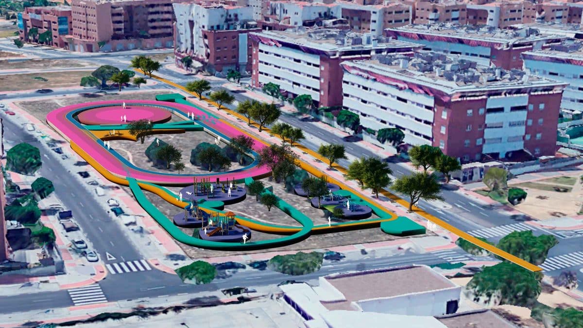 Imagen de una recreación sobre la zona nueva deportiva de Mairena del Aljarafe / AD