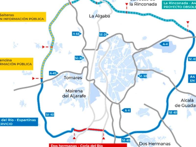 Imagen del tramo que unirá Espartinas y Valencina por la SE-40 / AD