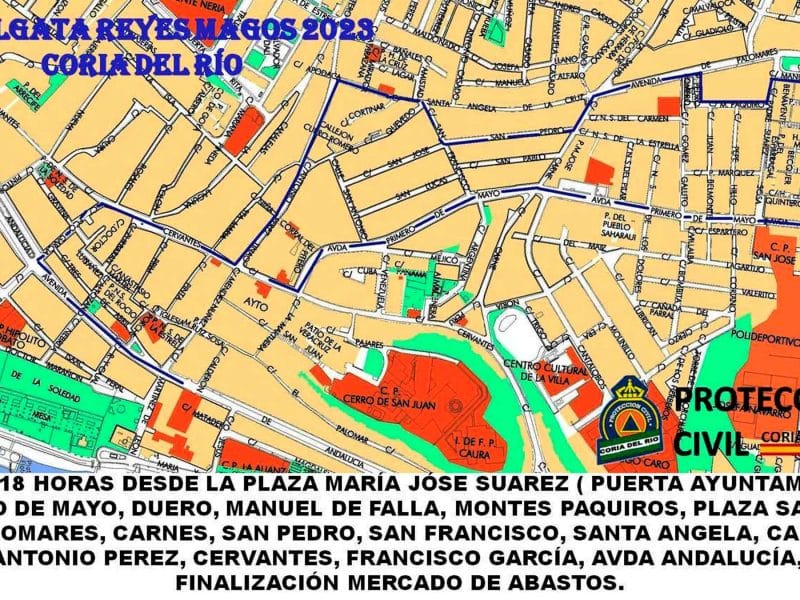 Imagen del recorrido de la Cabalgata de Reyes de Coria del Río / AD