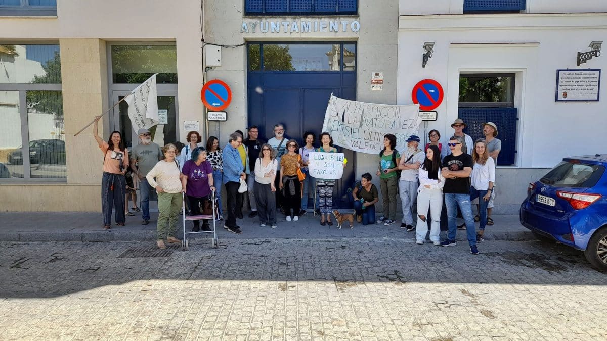 Vecinos de Valencina de la Concepción se concentran frente a su Ayuntamiento para proteger su último bosque / Clara Fajardo