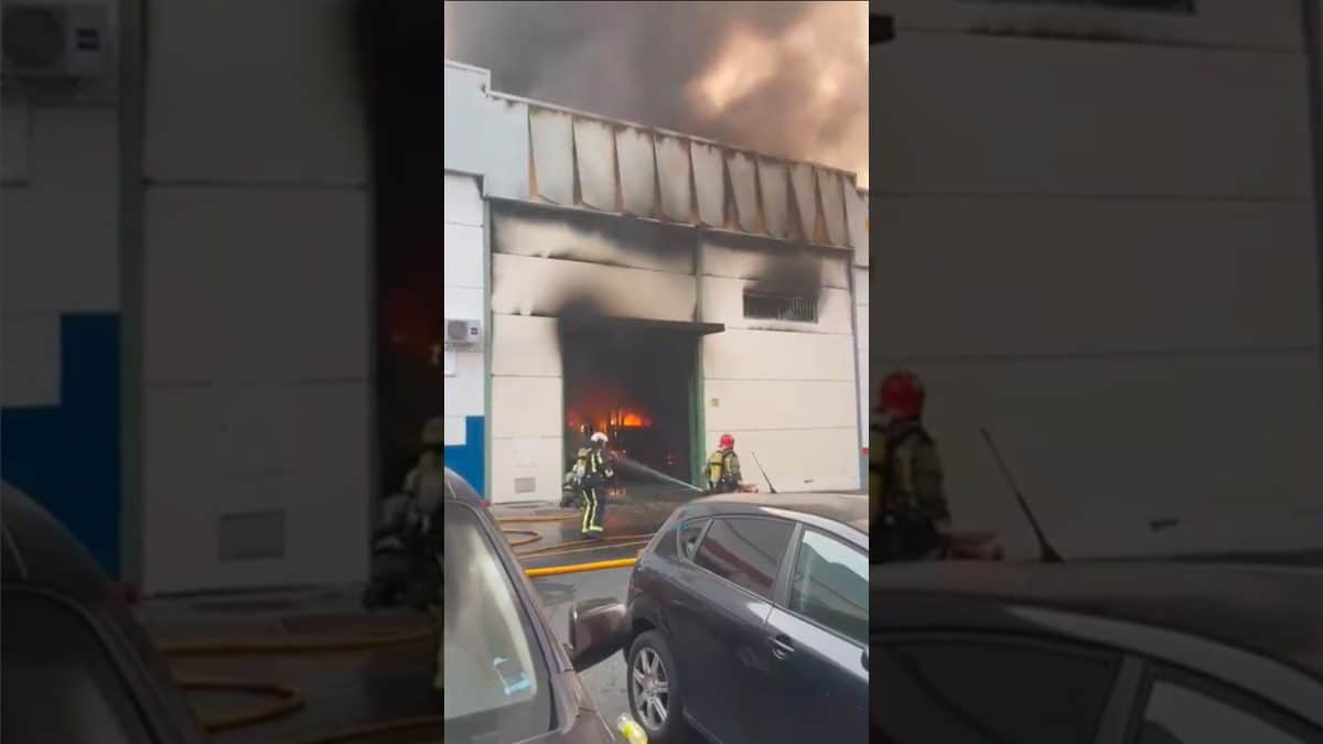 Incendio en el Polígono Industrial Los Olivos de Santiponce. @SPEISdeAljarafe en Twitter