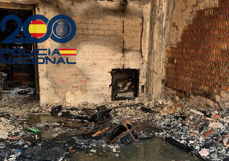 La casa incendiada en Coria del Río. - Policía Nacional