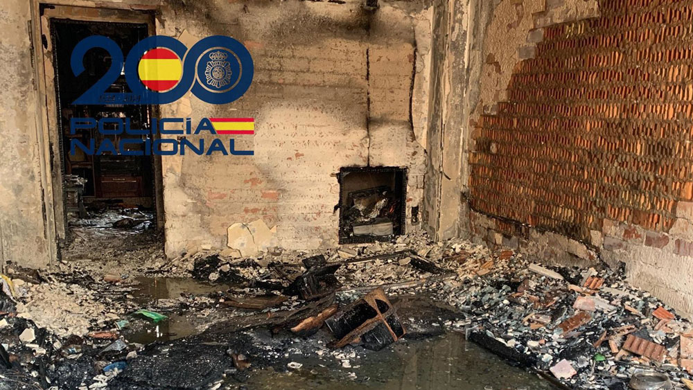 La casa incendiada en Coria del Río. - Policía Nacional